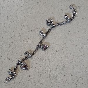 Brighton Silver and Red Heart Charm Bracelet
